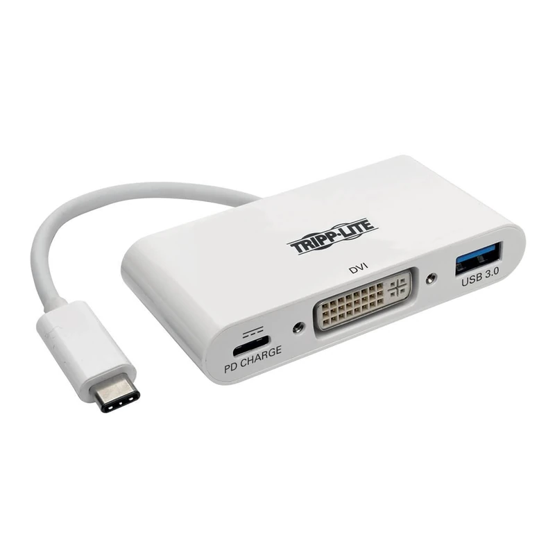 Tripp Lite U444-06N-DU-C USB-C (Type-C) to DVI Adapter with USB-A and USB-C PD Charging Ports, USB 3.1 Gen 1, Thunderbolt 3 Compatible, 1080p - Image 1