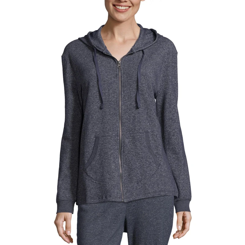 Hanes womensO46931French Terry Full-zip Hoodie Long Sleeve Warm Up or Track Jacket - blue - S