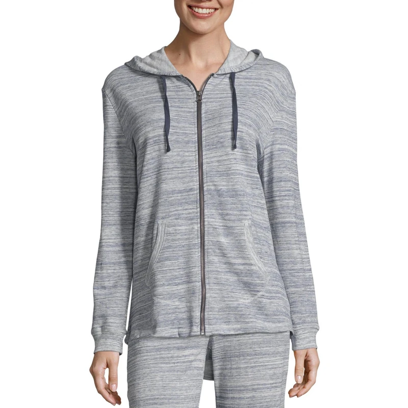 Hanes womensO46931French Terry Full-zip Hoodie Long Sleeve Warm Up or Track Jacket - blue - XXL
