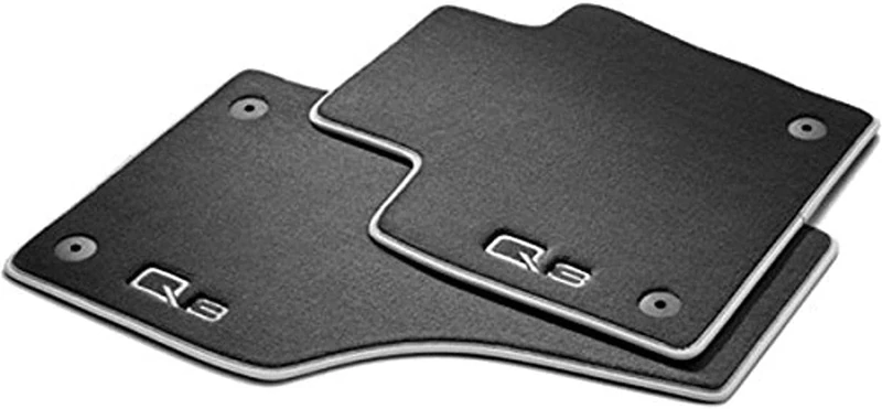 Audi 8U1061275MNO Premium Textile Foot Mats Front – Black/Silver Grey (Pack of 2)