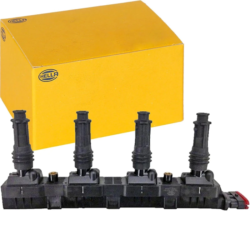 HELLA 5DA 358 000-201 Ignition Coil - 12V - 6-pin connector - incl. spark plug connector - Bolted