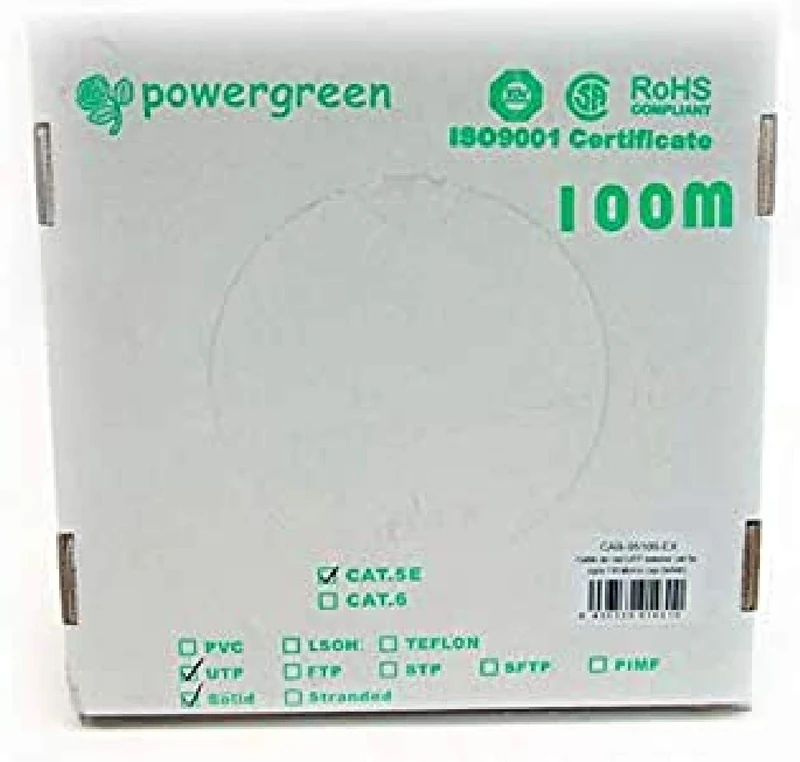 Powergreen Cat 5e UTP Cable Reel 100 Metres Rigid Outer Box 24awg