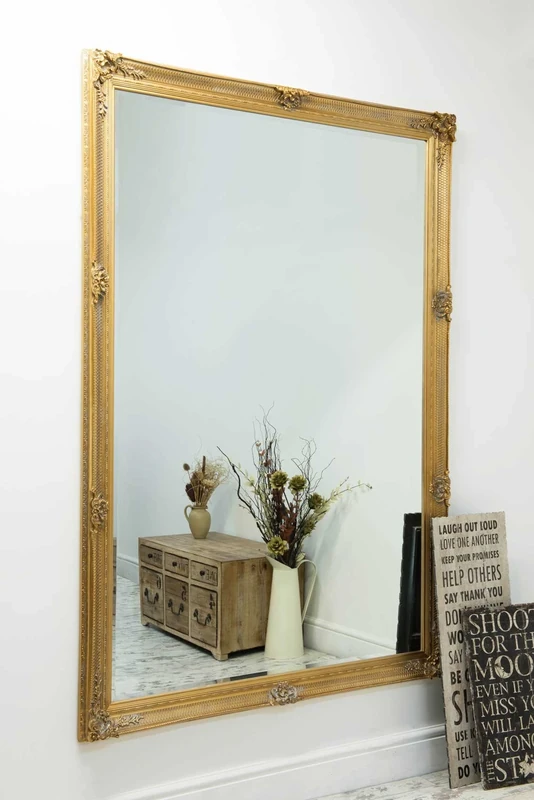 Abbey Extra Large Classic Ornate Styled Gold Mirror 6Ft7 X 4Ft7, 201cm X 140cm