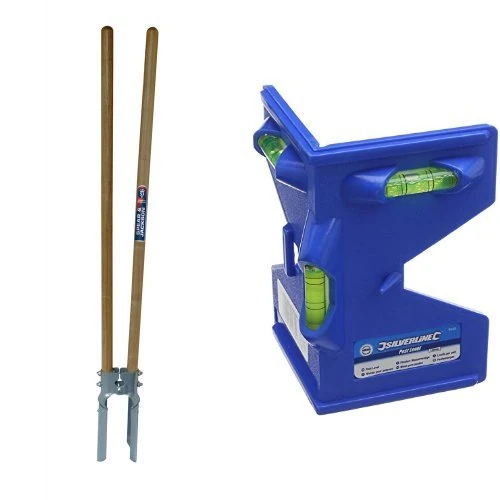 Spear & Jackson Landscaping and Fencing Post Hole Digger & Silverline SL05 Post Level, 135 mm Set