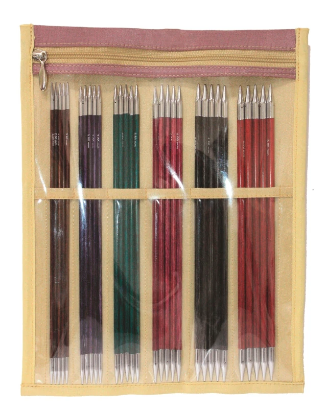KnitPro Royale: Knitting Pins 5. Double Ended: Set (20cm), Birchwood, brass, Multi-Colour