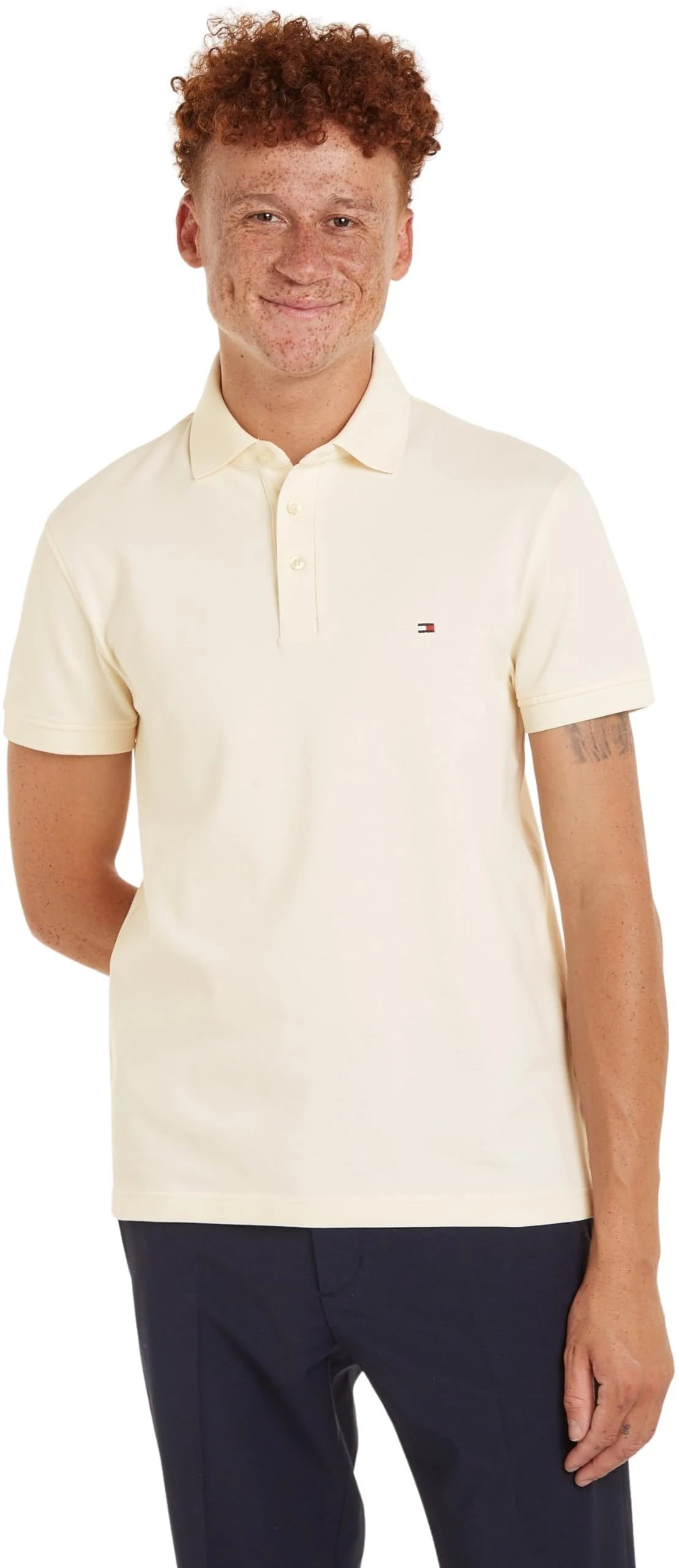 Tommy Hilfiger 1985 Slim Polo S/S Polos Men's, Beige (Calico), XL
