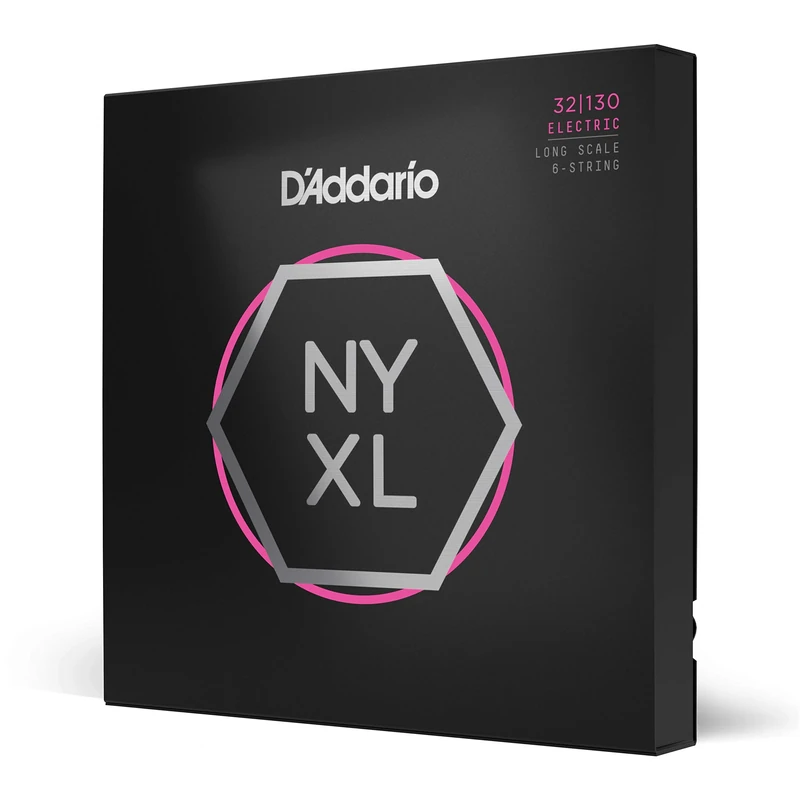 D'Addario NYXL32130 Nickel Wound Bass Guitar Strings, Grey, Regular Light 6-String, 32-130, Long Scale