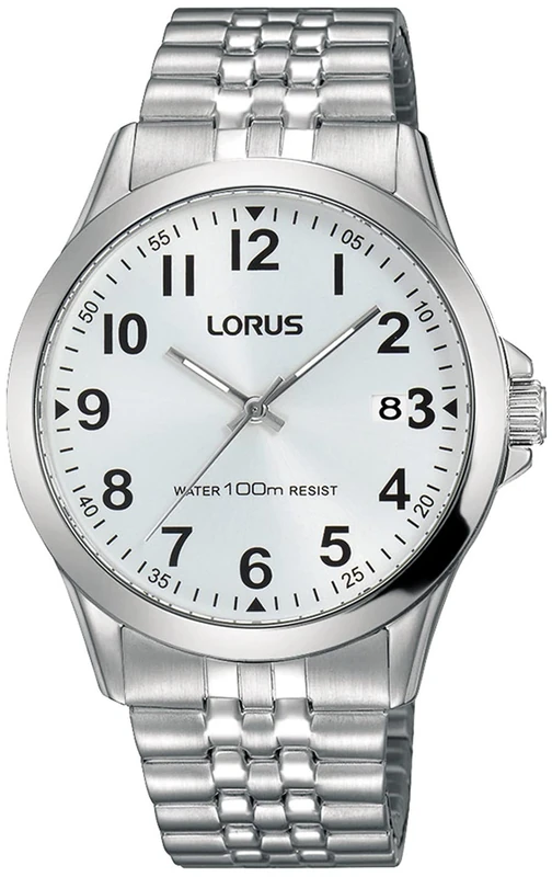 Lorus Classic Men's Stainless Steel Watch with Metal Strap, White, Classic