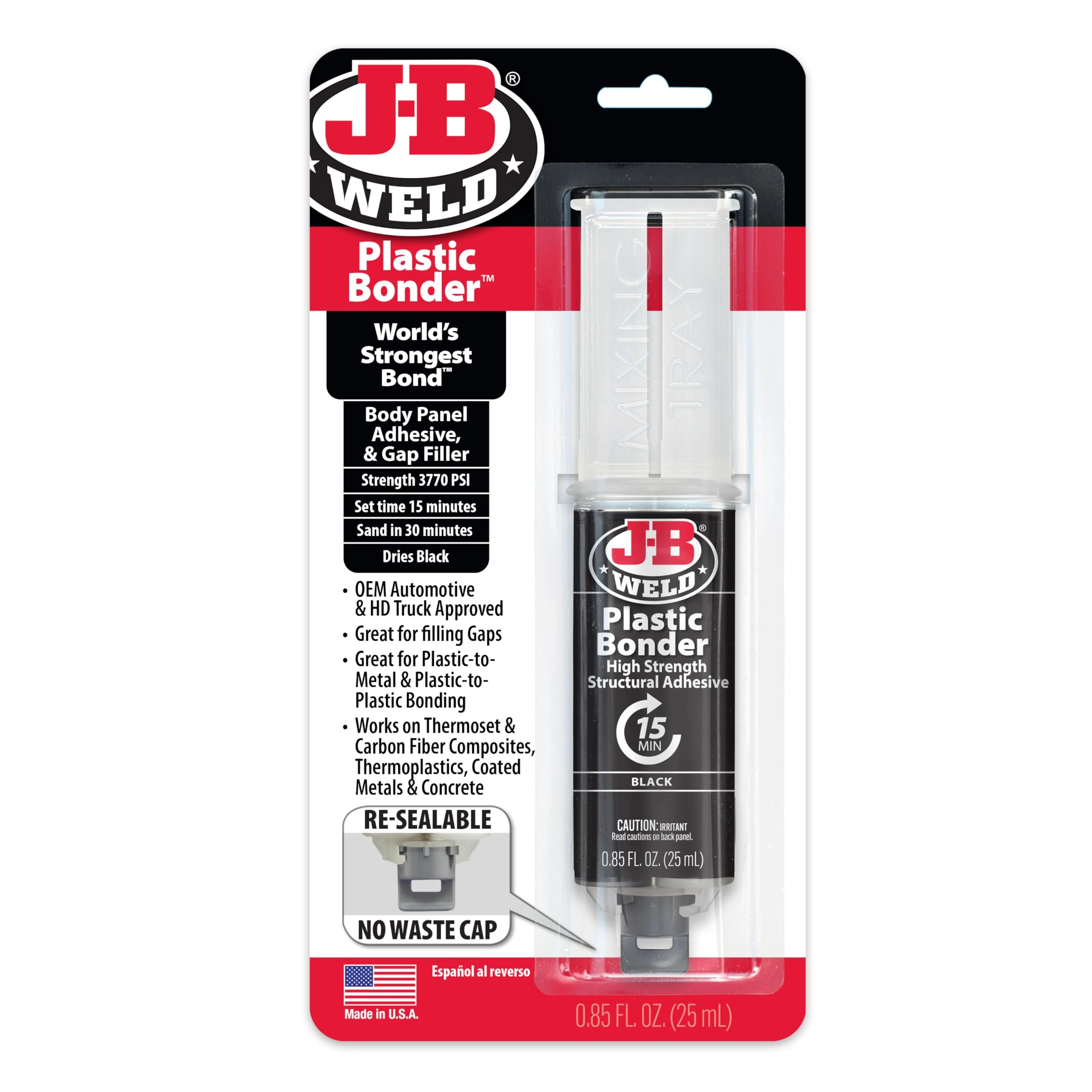 Simply 50139 J-B Weld PlasticBonder- Black,25 ml