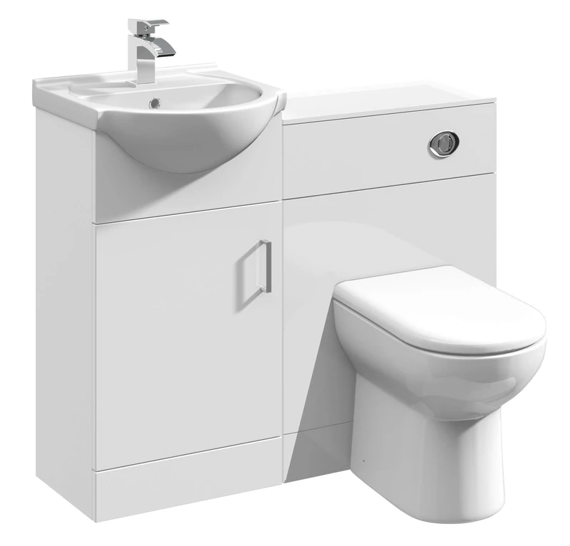 VeeBath Linx 950 Vanity Unit Furniture Set, Wash Basin Bathroom Sink, WC, BTW Toilet Pan, Soft Close Toilet Seat, Concealed Cistern-White (Flat Pack)
