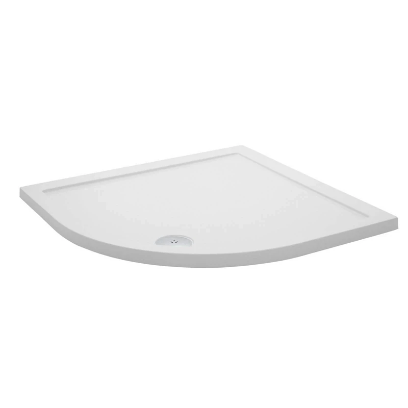 VeeBath Quadrant Shower Tray 800x800mm, Stone Resin Tray for Shower Enclosure, Glass Door Bathroom- White
