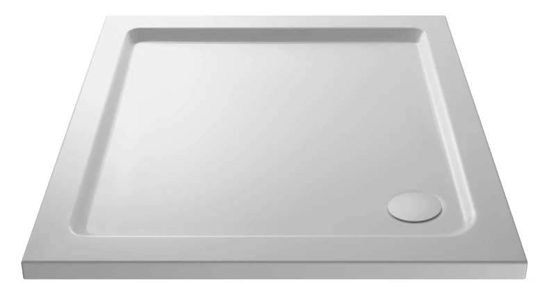 VeeBath Square Shower Tray 700x700mm Stone Resin Tray for Shower Enclosure Bathroom- White - Image 1