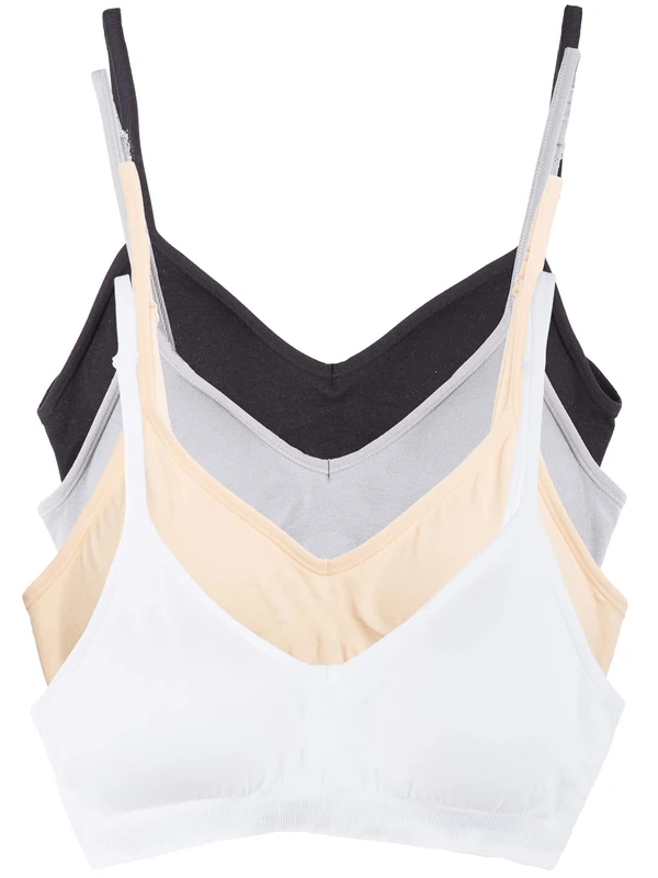 Kalon Women’s 4 Pack Demi Padded Bralette Wireless Comfortable Bra, Basics, S/M - Image 1
