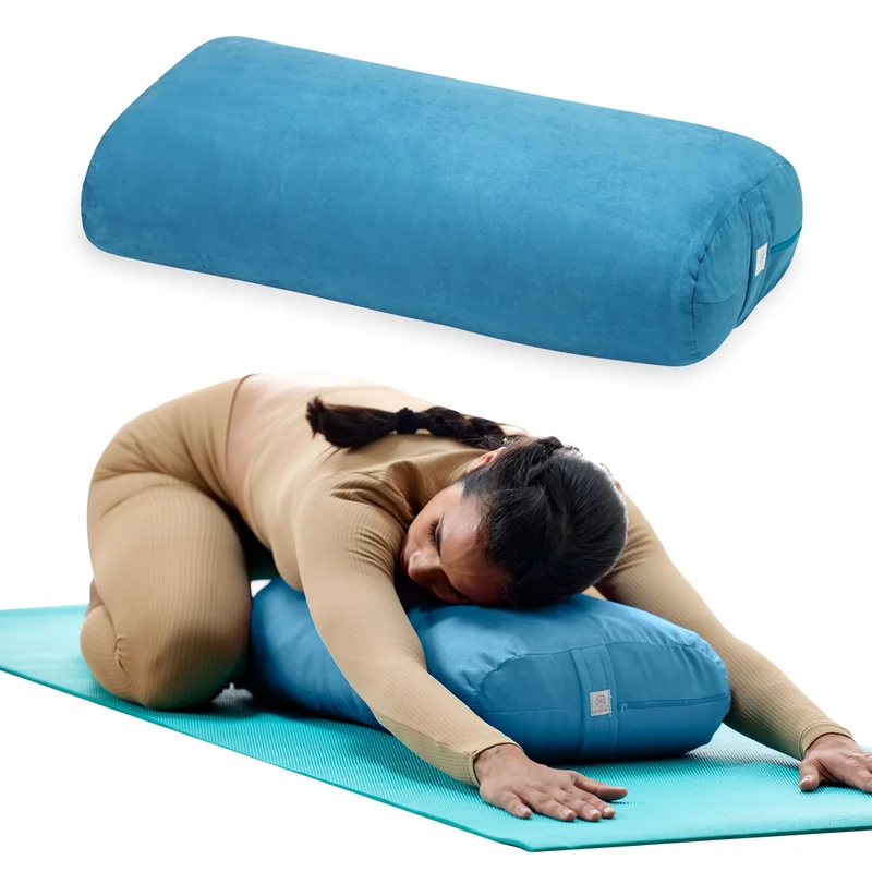 Gaiam Yoga Bolster Rectangular Meditation Pillow, Teal, 25 x 12 x 5 - Image 1