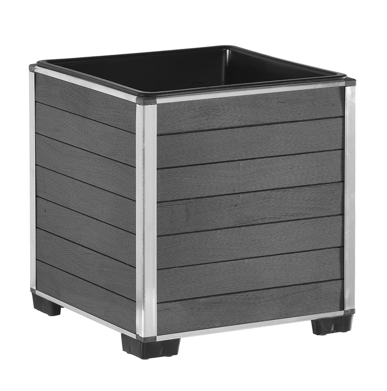EVERFLOOR Plant Pot Planters Flower Pot for Flowers etc. WPC 33.5 x 33.5 x 35 cm, for Indoor and Outdoor Use, Waterproof Plastic Insert, Anthracite