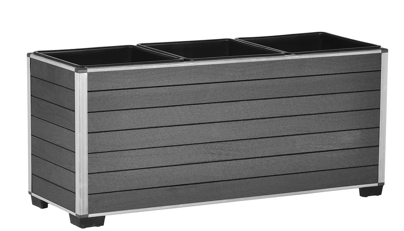 EVERFLOOR Plant Pot Planter Flower Pot for Flowers etc. WPC 79 x 27 x 35.5 cm for Indoor and Outdoor Use Waterproof Plastic Insert Anthracite