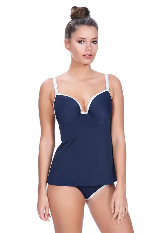 Freya In The Navy Deco Underwire Moulded Tankini Top in Marine (AS3858) *Sizes C-GG*