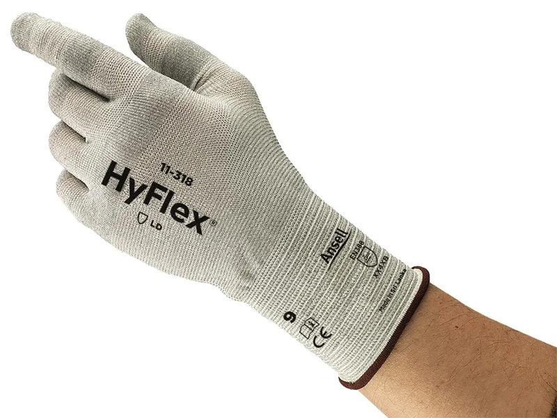 Ansell HyFlex 11318090 Gloves, Cut and Mechanical Protection, Size 9, Grey (Pack of 12)