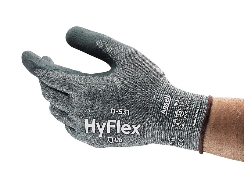 Ansell HyFlex 11-531 Cut Resistant Gloves, Mechanical Protection, Exceptional Grip Performance, Ultralight Weight Style, Industrial PPE Workwear, Size S (12 Pairs)