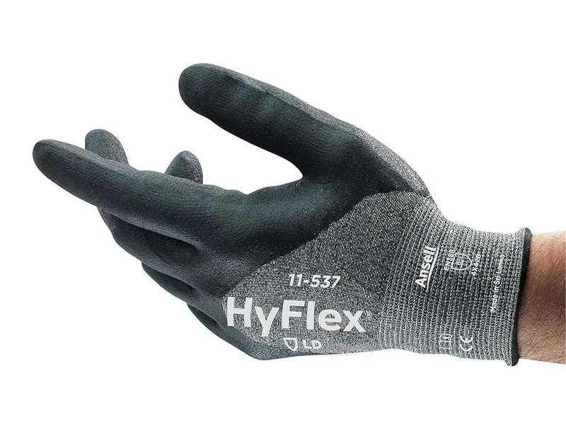 Ansell HyFlex 11-537 Cut Resistant Gloves, Mechanical Protection, Exceptional Grip Performance, Ultralight Weight Style, Industrial PPE Workwear, Size 2XL (12 Pairs)
