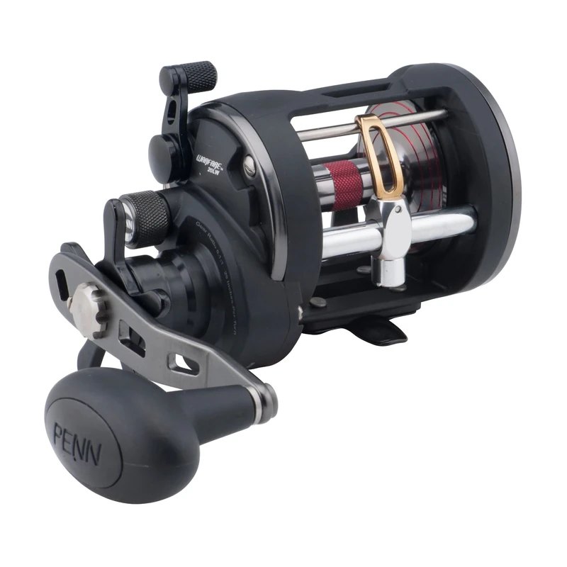 PENN Warfare™ Level Wind, Fishing Reel, Conventional Reels, Sea - Inshore/Nearshore Fishing, Saltwater Boat or Kayak Fishing,Unisex, Black/Red/Smoke, 30 | Left Hand