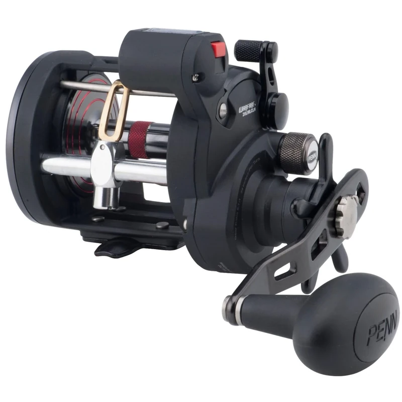 PENN Warfare™ Level Wind, Fishing Reel, Conventional Reels, Sea - Inshore/Nearshore Fishing, Saltwater Boat or Kayak Fishing,Unisex, Black/Red/Smoke, 30LC | Left Hand