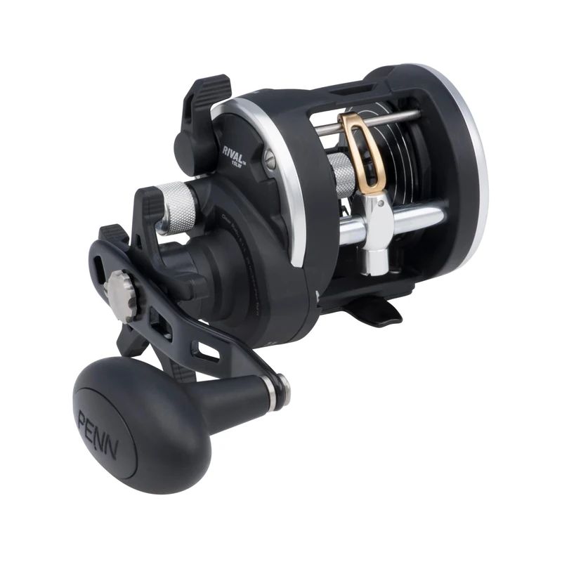 PENN Rival™ Level Wind, Fishing Reel, Conventional Reels, Sea - Boat Fishing, Unisex, Black/Silver, 15 | Right Hand