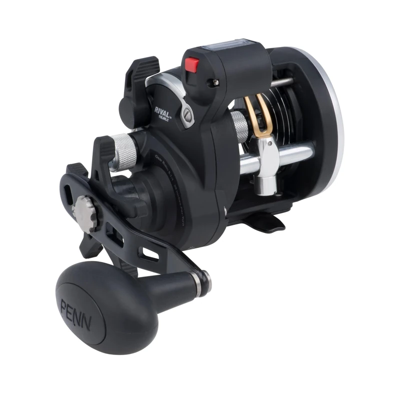 PENN Rival™ Level Wind, Fishing Reel, Conventional Reels, Sea - Boat and Kayak Fishing Reel - Heavy Duty Saltwater Reel for Cod, Bass, Flatfish, Rays, Tope, Pollack, Black/Silver, 15LC | Right Hand