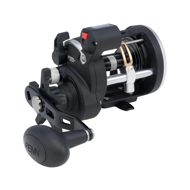 PENN Rival™ Level Wind, Fishing Reel, Conventional Reels, Sea - Boat and Kayak Fishing Reel - Heavy Duty Saltwater Reel for Cod, Bass, Flatfish, Rays, Tope, Pollack, Black/Silver, 20LC | Right Hand