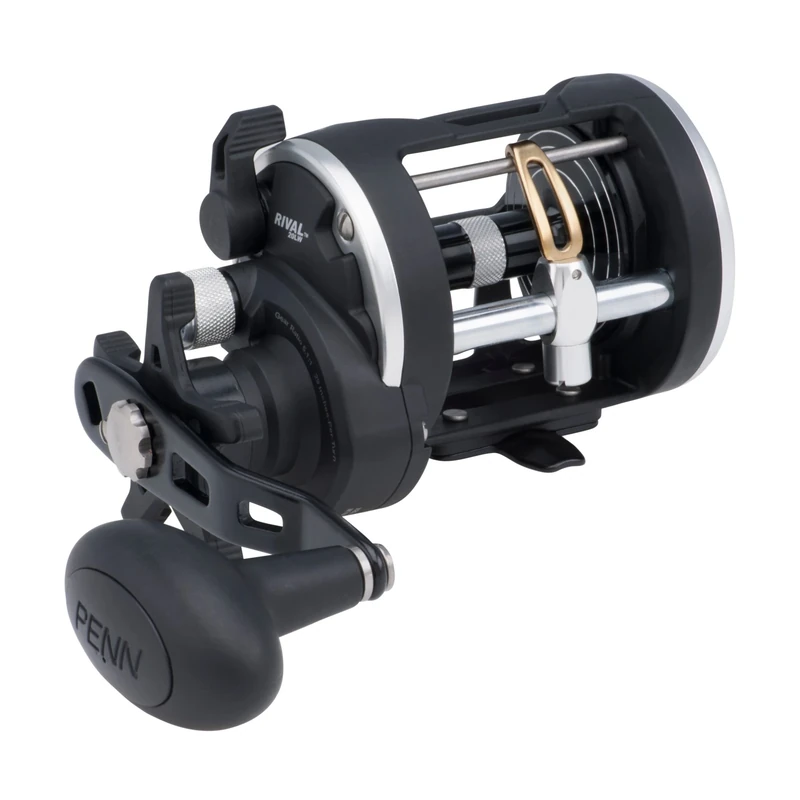 PENN Rival™ Level Wind, Fishing Reel, Conventional Reels, Sea - Boat and Kayak Fishing Reel - Heavy Duty Saltwater Reel for Cod, Bass, Flatfish, Rays, Tope, Pollack, Black/Silver, 20LC | Left Hand