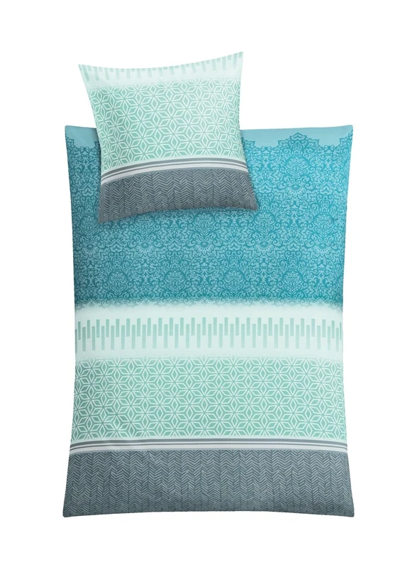 Kleine Wolke Small clouds bed linen set “Estrella”, Cotton, petrol, 155 x 220 cm