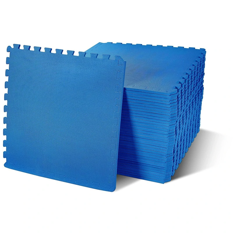 BalanceFrom Signature Fitness Puzzle Exercise Mat with EVA Foam Interlocking Tiles for MMA, Exercise, Gymnastics and Home Gym Protective Flooring, 1/2" Thick, 144 Square Feet, Blue
