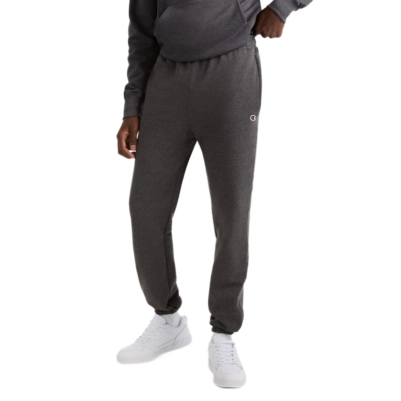 Champion Men's Powerblend Relaxed Bottom Fleece Pants, Granite Heather, XXL