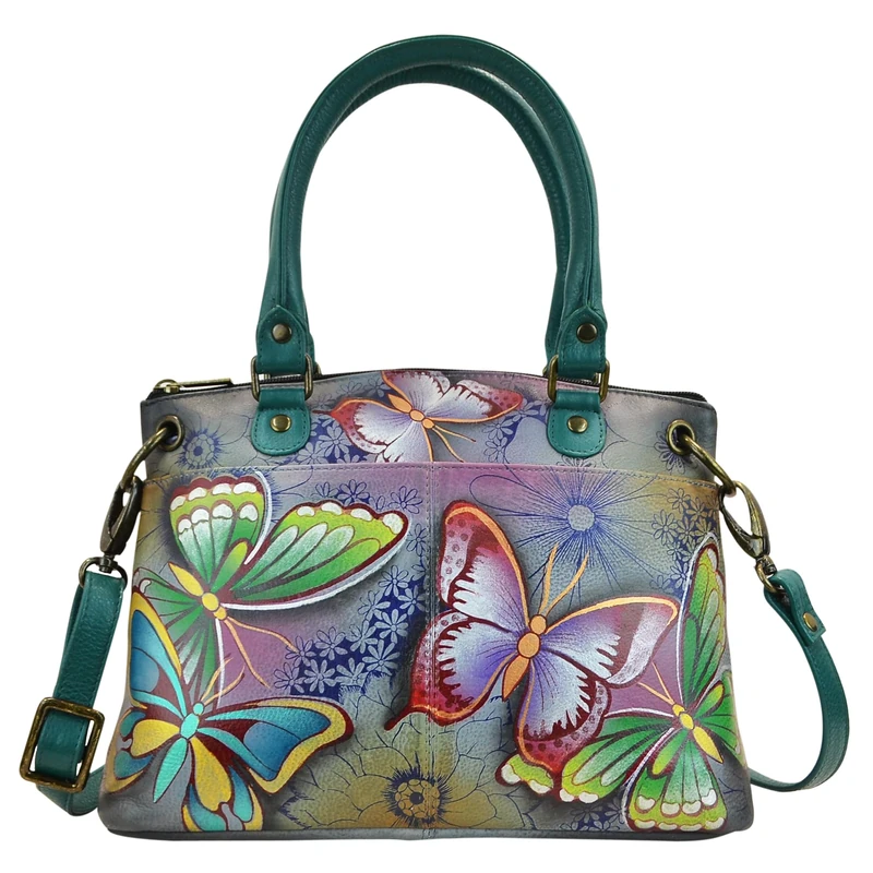 Anna by Anuschka Women's 8252-bpd Satchel Handbag | Leather, Butterfly Paradise, One Size