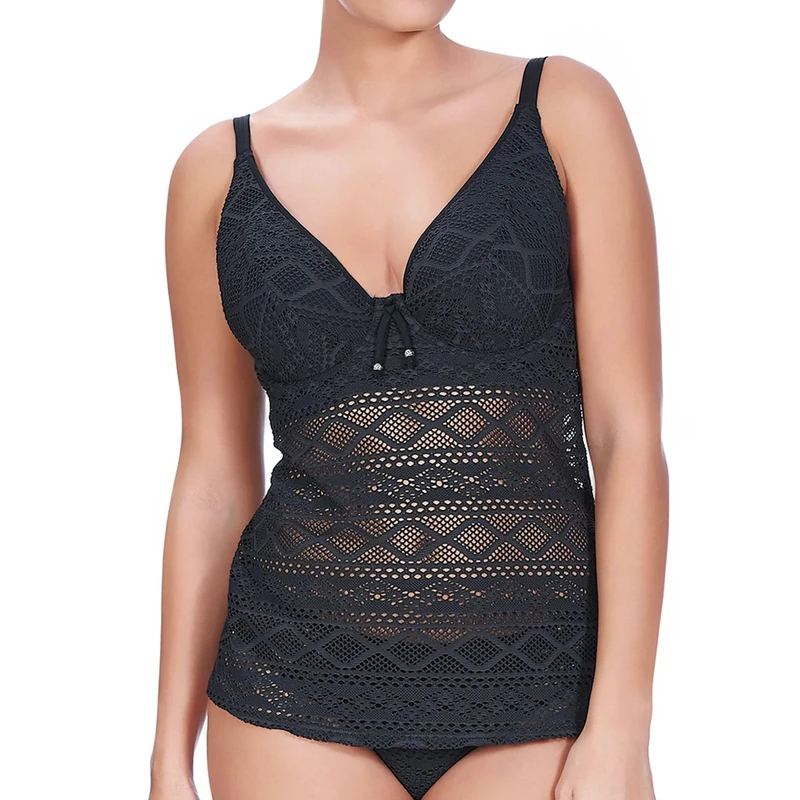 Freya Womens Sundance Underwire Padded Tankini Top, 30GG, Black
