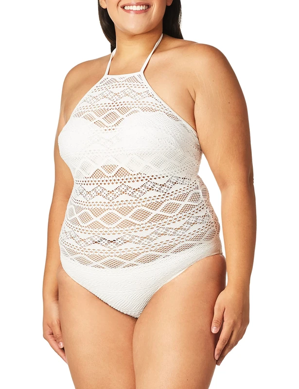 Freya Women's Sundance Underwire High Neck One-Piece Swimsuit, White, 3 2D US