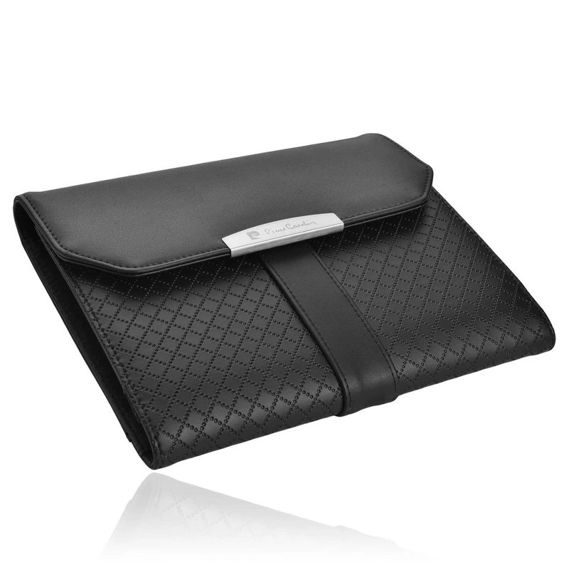 Pierre Cardin leather writing case DIN A5 in real leather including A5 writing pad, document wallet briefcase for tablets up to 8 inch (iPad Mini) leather case briefcase STATE