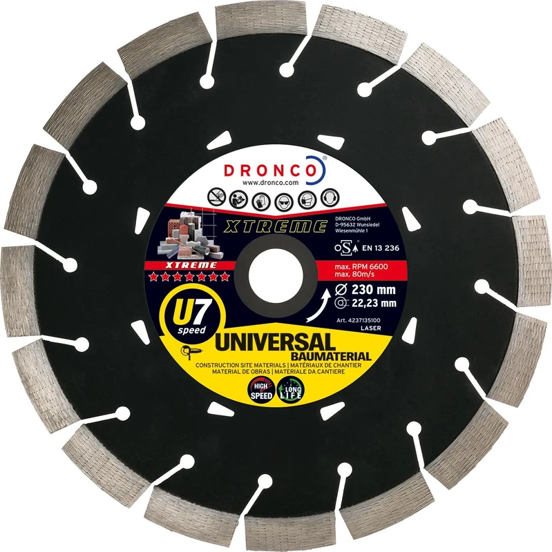 DRONCO U7SPEED-115 - Disco de diamante Evolution U7 Speed - Universal obra (Antes ERM) Ø 115 mm