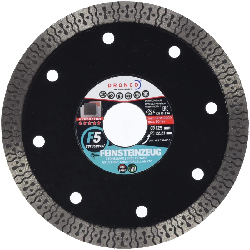 DRONCO F5CERASPEED-125 - Disco de diamante Evolution F5 Ceraspeed - Gres (Antes GRFC) Ø 125 mm
