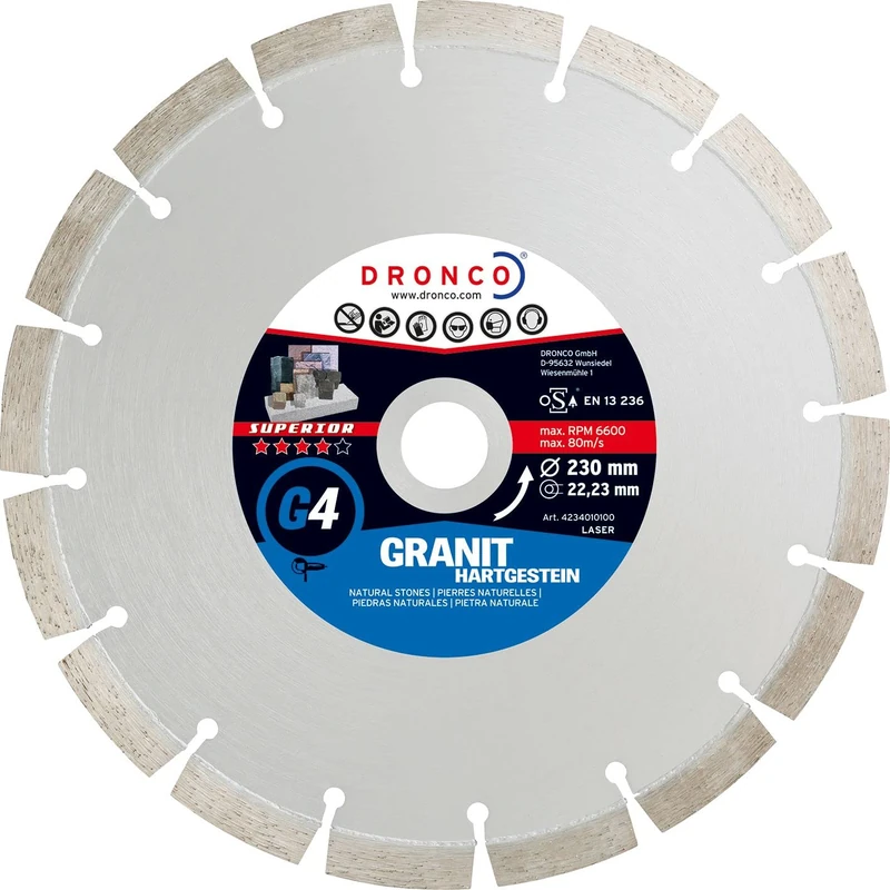 DRONCO G4-180 - Disco de diamante Superior G4 - Granito (Antes LT36) Ø 180 mm