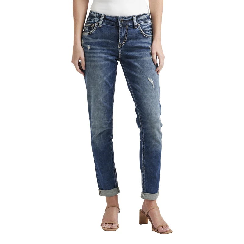 Silver Jeans Women's Girlfriend Jean, Indigo, 25 - Image 1