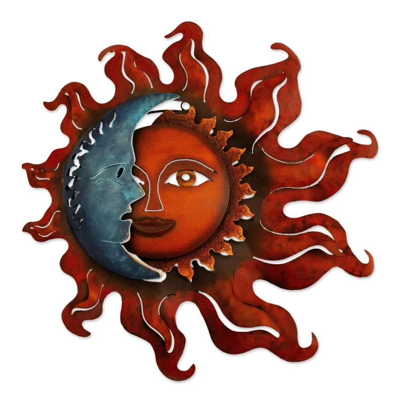 NOVICA Eclipse Over Jalisco' Iron Wall Candleholder, Brown - Image 1