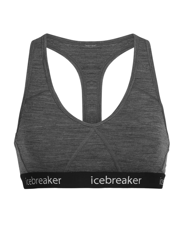 Icebreaker ICEKQ Women Sprite Racerback Bra Underwear - Gritstone Hthr/Black, XS - Image 1