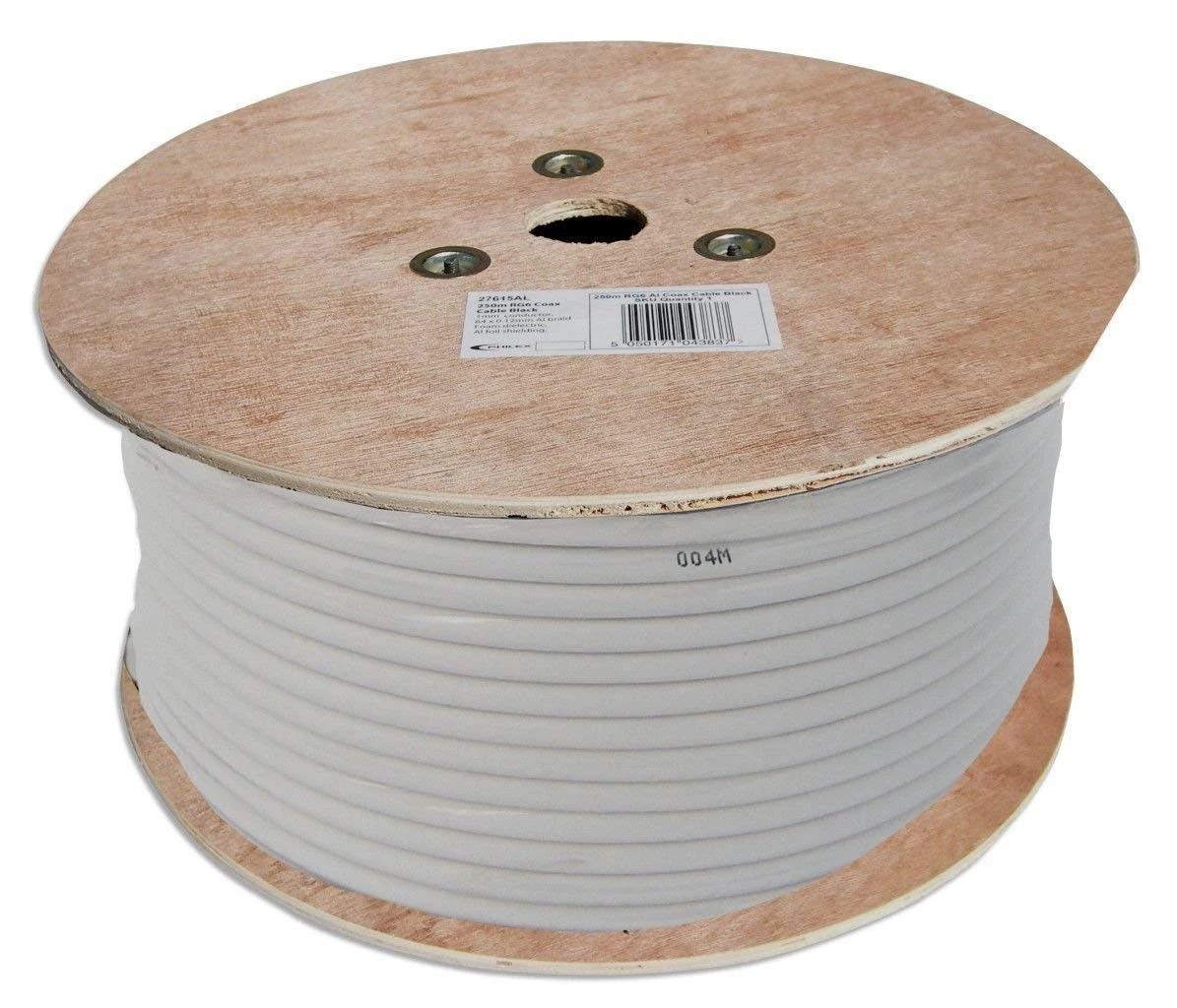 SSL Satellites 100 Meter wooden reel/drum of RG6 Satellite TV Coax Cable Extension for Sky Q HD, Freesat & Virgin - (100 Meter, White)