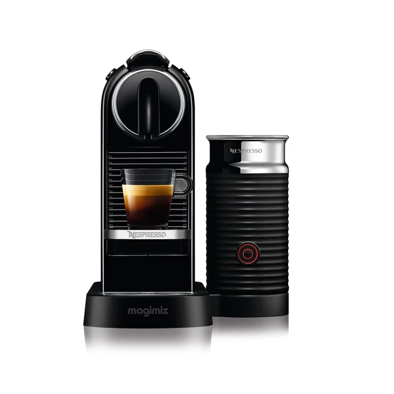 Nespresso Citiz Coffee Machine with Aeroccino Milk Frother by De'Longhi for Original Coffee Pods, Latte, Cappuccino, Espresso, Starter Capsule Set Included, ENV267.BAE, Black