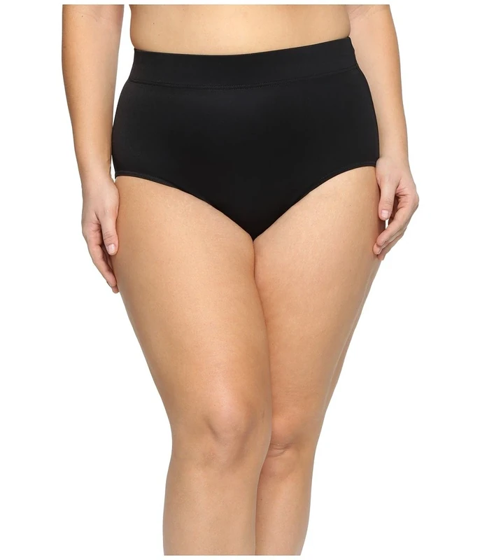 Plus Size High-Waist Swim Bottom Swimwear - Black -