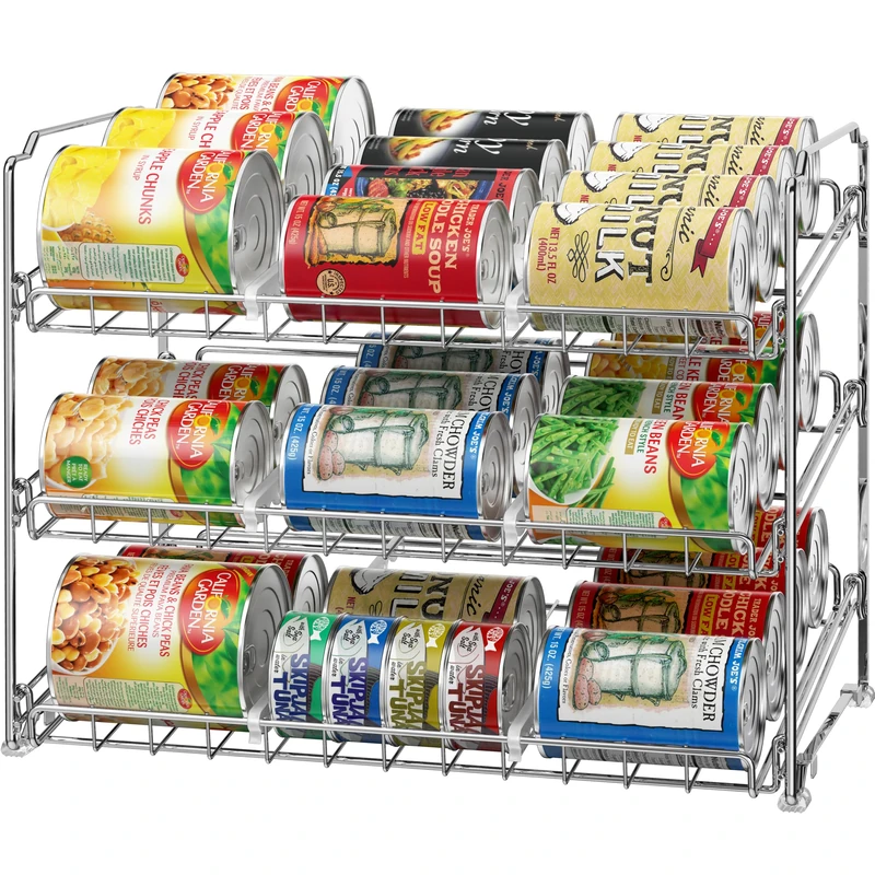 Simple Houseware Stackable Can Rack Organizer, Chrome