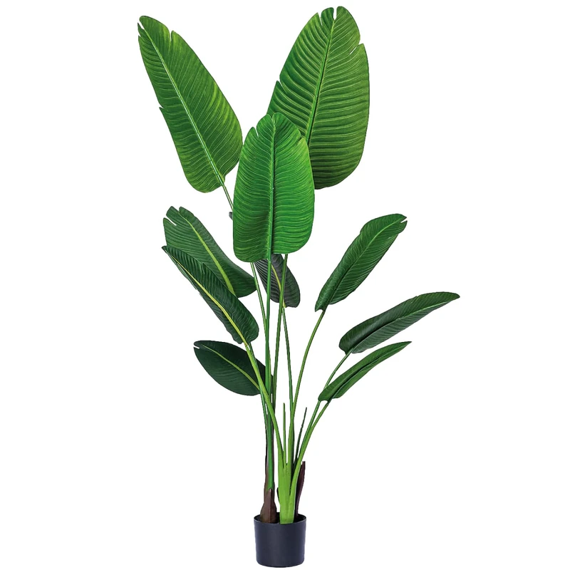One 5 foot Artificial Silk Bird of Paradise Palm Tree Potted Plant, ideal for indoor & outdoor