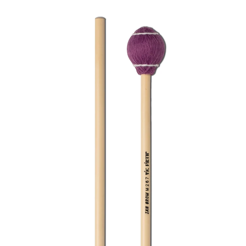 Vic FIrth - Corpsmaster® Signature Series Marimba Mallets - M267 - Ian Grom - Yarn - Medium Hard - White/Purple - Image 1