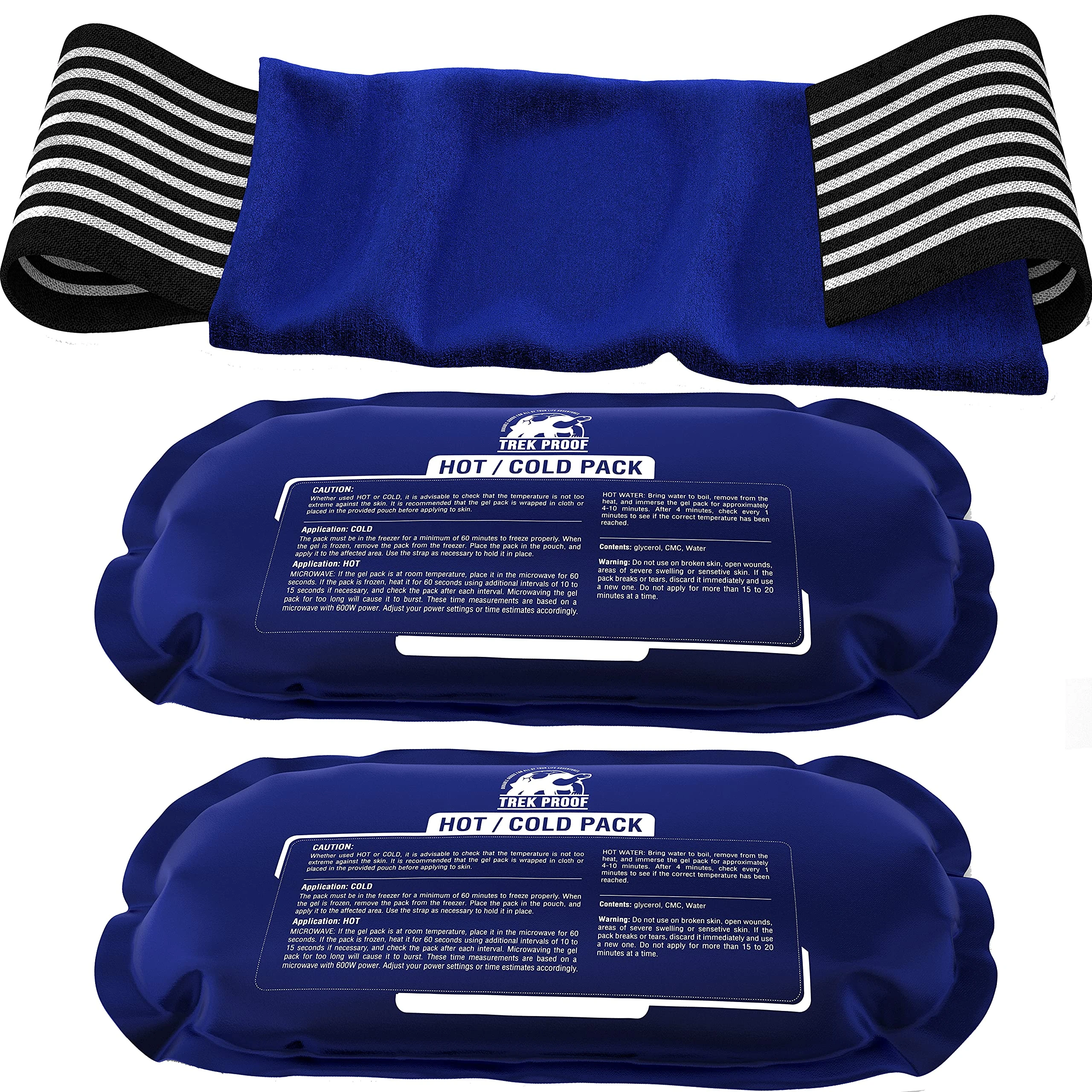 Trekproof Ice Pack (3-Piece Set) Reusable Hot and Cold Therapy Gel Wrap Support Injury Recovery, Alleviate Joint and Muscle Pain Rotator Cuff, Knees, Back & More